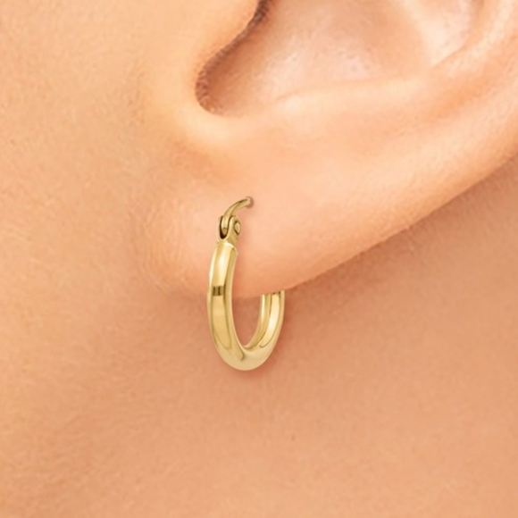 14K Lightweight Tube Hoop Earrings - Picture 3 of 4